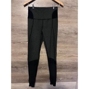 Lululemon Leggings size 6 open heels yoga pilates dancer pockets black grey